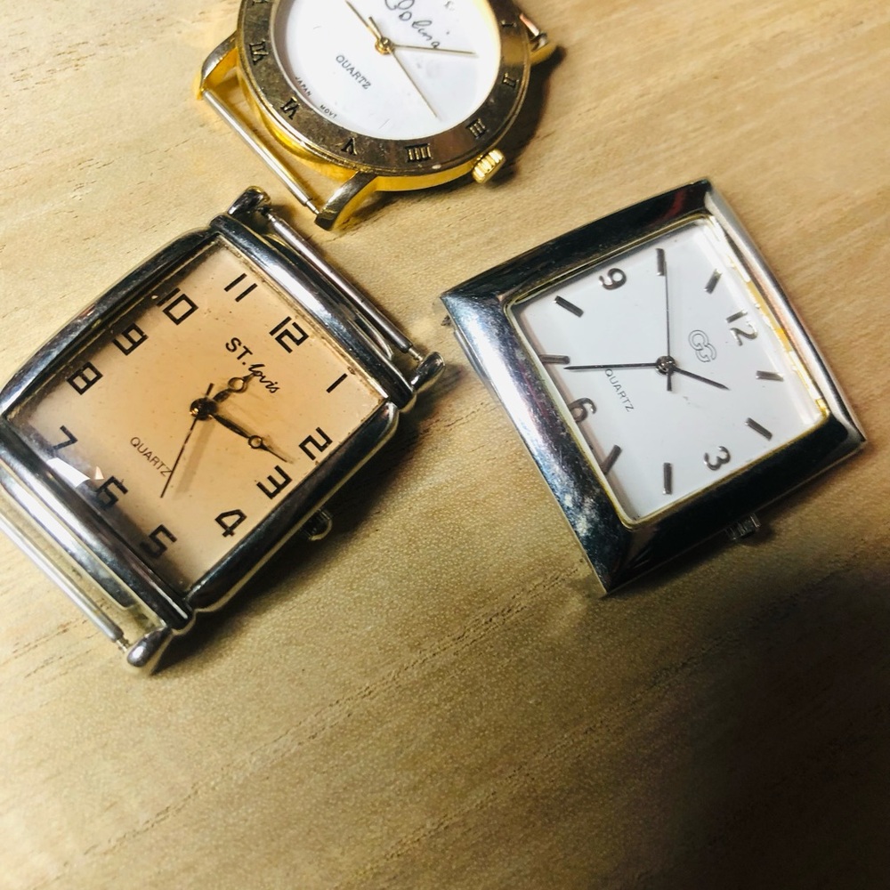 Silver-Tone Square Quartz Watch Face - Champagne Dial
